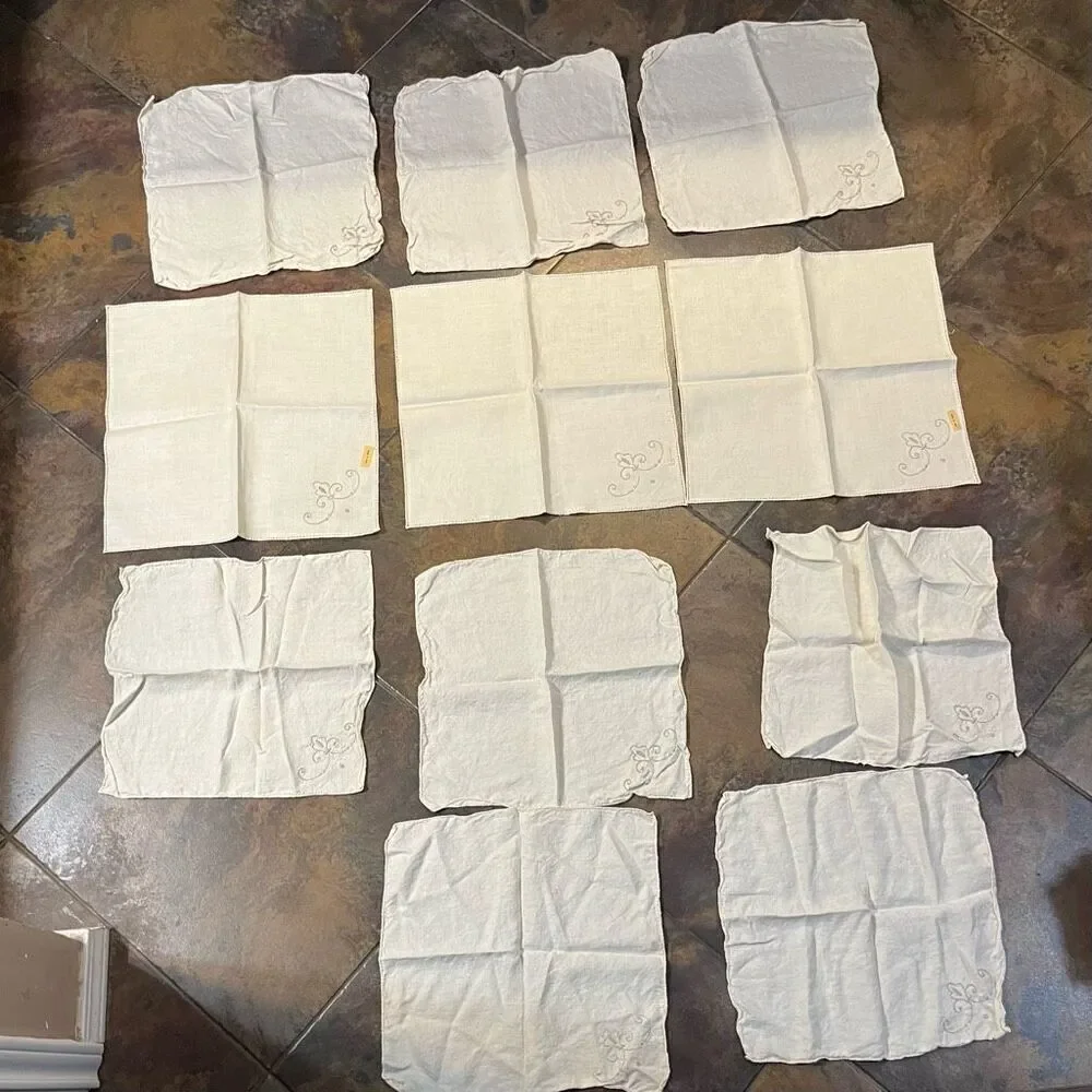 Italian Embroidered Cloth Napkins Set of 11